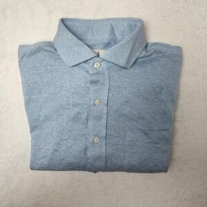 Johnnie-O Hangin Out Shirt Mens Medium Blue Jersey Long Sleeve Button Casual